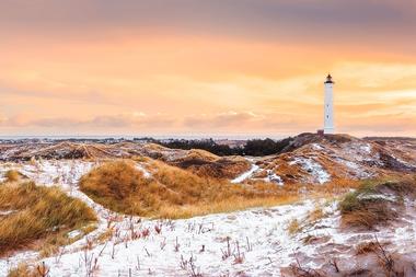 Dänemark im Winter Leuchtturm Lyngvig