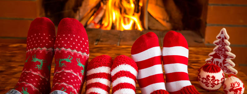 Familie Socken Kamin Weihnachten